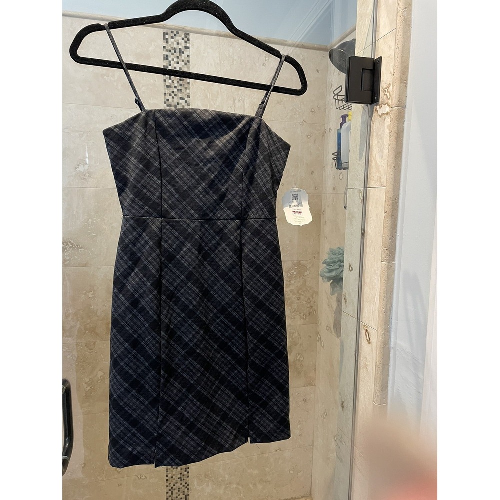Altar'd State Danica Dress Small Gray Black Plaid Front Slit Babydoll NWT
